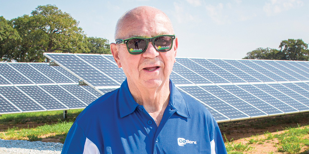 Curtis Tally at CoServ’s Solar Farm in Krugerville. Photos by KEN OLTMANN