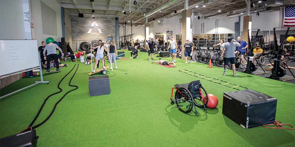 ATF utilizes much of the same equipment that can be found in a regular gym, such as boxes, ladders, indo boards and assault bikes. Photos by KEN OLTMANN