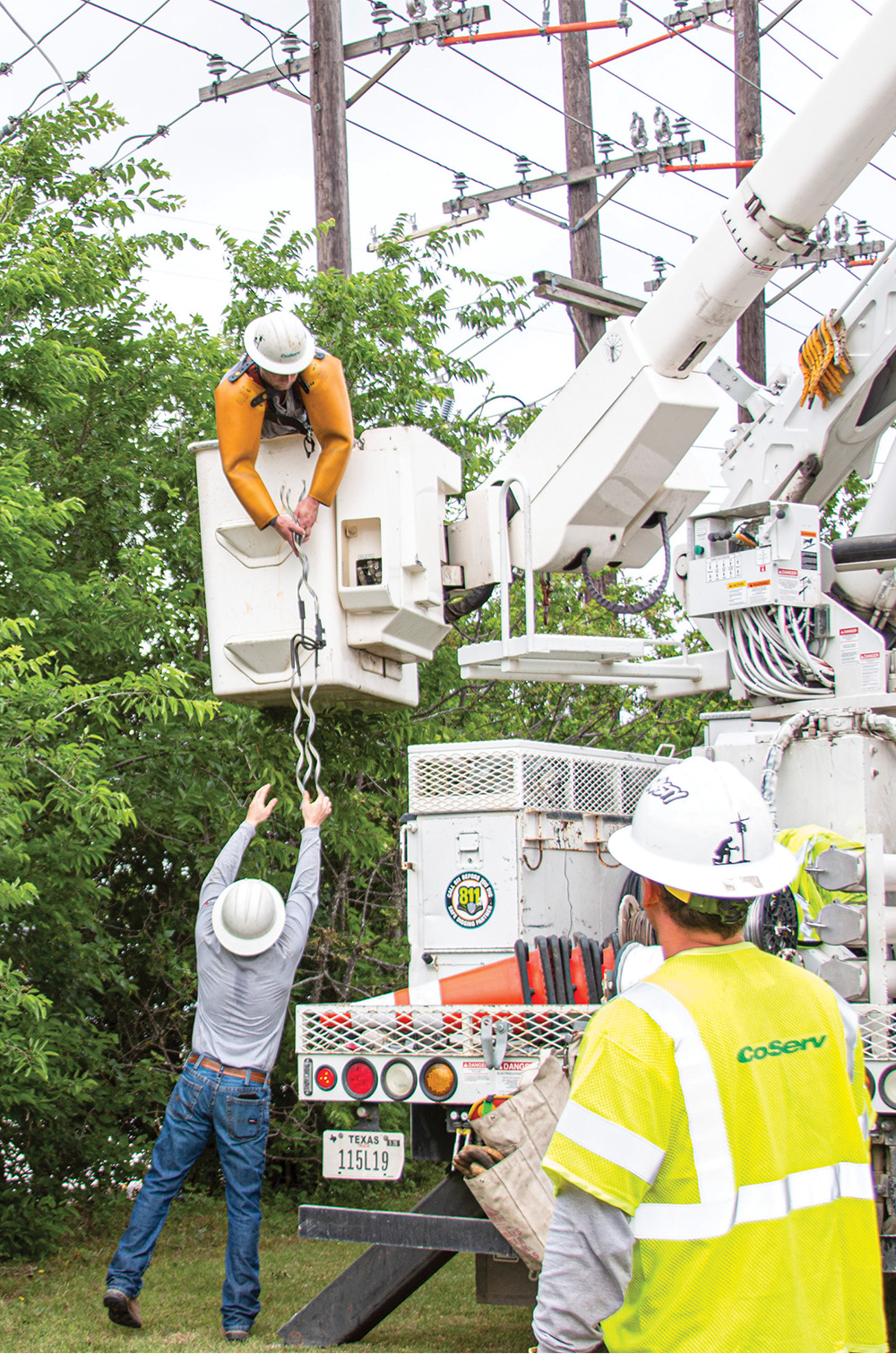 Ties are used to secure power lines to insulators. Photo by NICHOLAS SAKELARIS