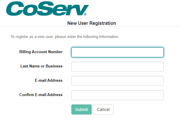 This is a sample of the New User Registration form. 