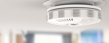 3d rendering smoke detector on ceiling