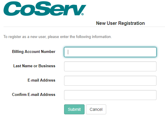 This is a sample of the New User Registration form. 