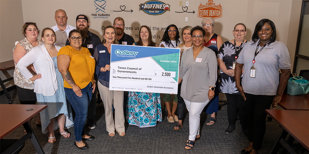 CoServ Charitable Foundation awarded Texas Council of Governments a 2,500 grant for utility assistance.