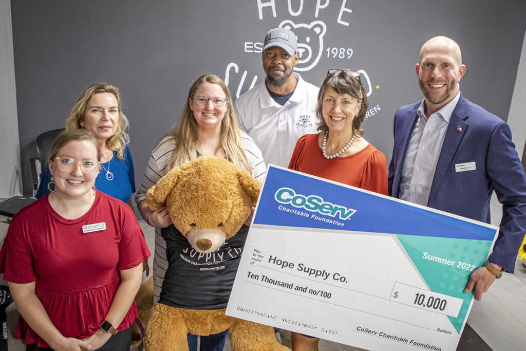 CCF Check presentation with Chance Adair and Jennifer Ebert to Hope Supply Co in Dallas. Hope mainly supplies diapers to homeless children.

Mission: We meet the critical needs of homeless and at-risk children across North Texas by providing necessities including diapers, wipes, hygiene kits, baby food and formula, clothing, school supplies and toys to enhance their lives.