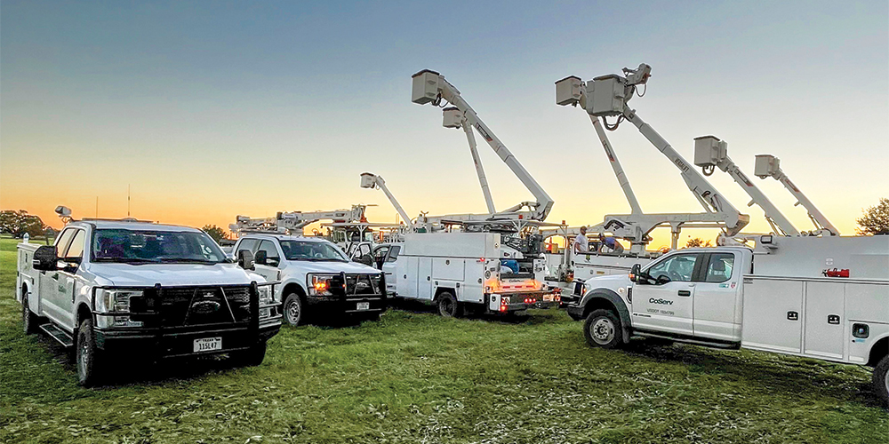 CoServ's convoy arrived to assist Peace River Electric Cooperative. Photo by CoServ Operations