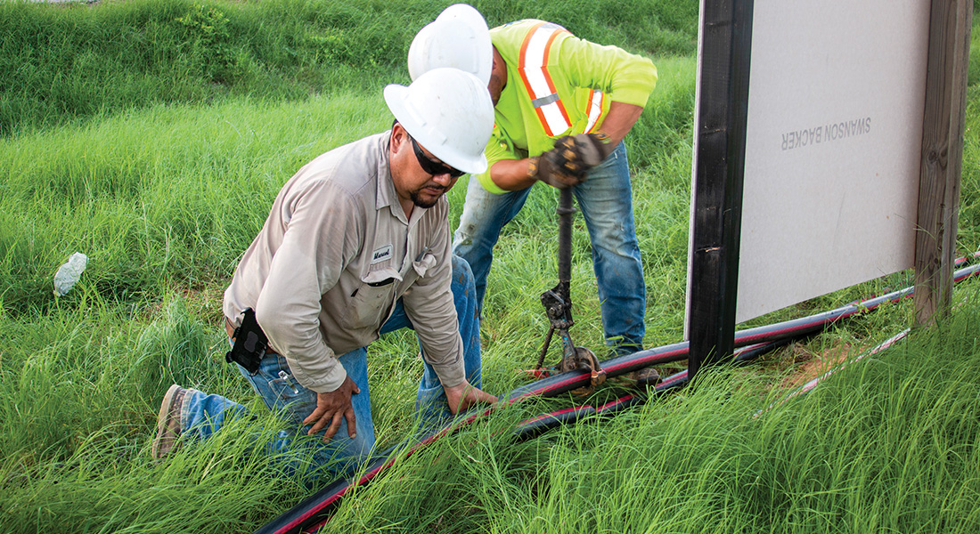 Underground hit electric line in Krugerville. Work completed by contractor, TSU.