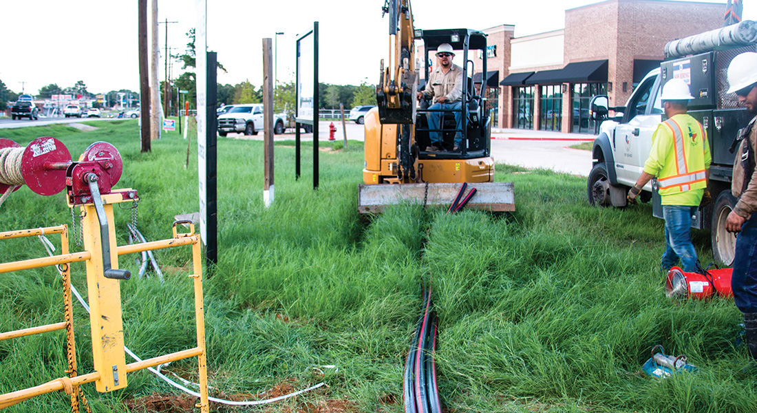 Underground hit electric line in Krugerville. Work completed by contractor, TSU.