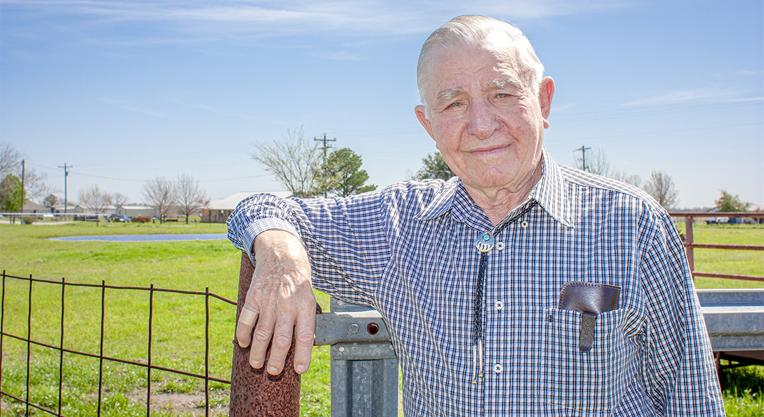 In the video interview, the peanut farmer and rancher talked about the days when he could call a linemen friend at DCEC when there was an outage. Photo by KEN OLTMANN/CoServ