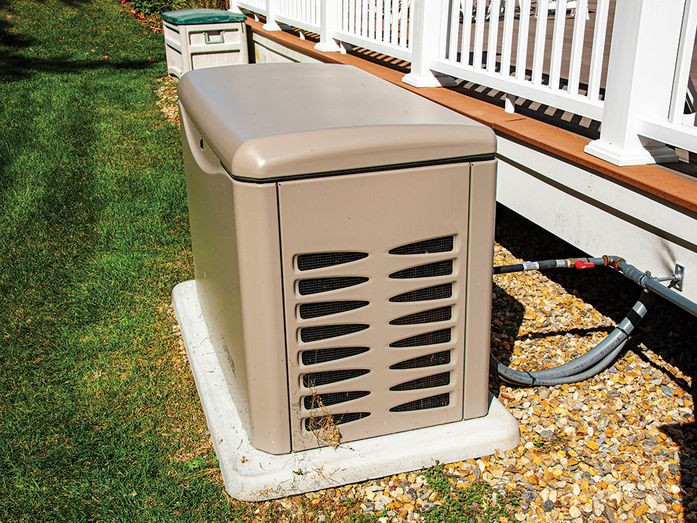 A standby generator can run on natural gas to power your whole home. Photo by stock.adobe.com/sphraner
