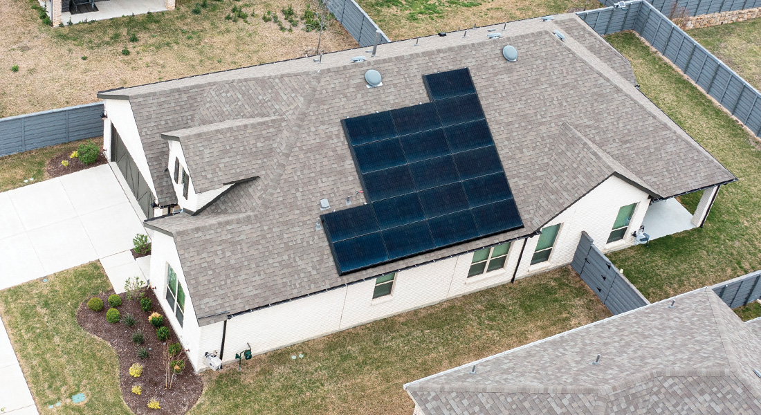 More CoServ Members are adding solar to their rooftops, like this house in Aubrey. Photo by KEN OLTMANN