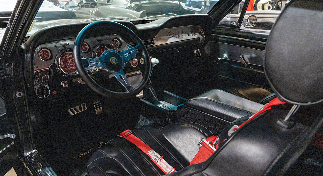 The interior of the 1967 Shelby GT500 CR is completely updated.