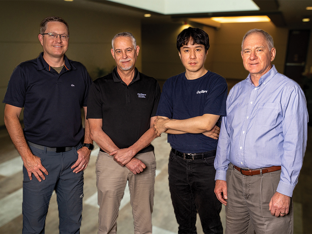 LEFT TO RIGHT: Power Supply Advisor Chris Cross, Senior Advisor Product Management Paul Virag, Power Supply Advisor Jay Yoo, Senior Vice President Energy Resources Gary Franzen. Photo by BRIAN ELLEDGE