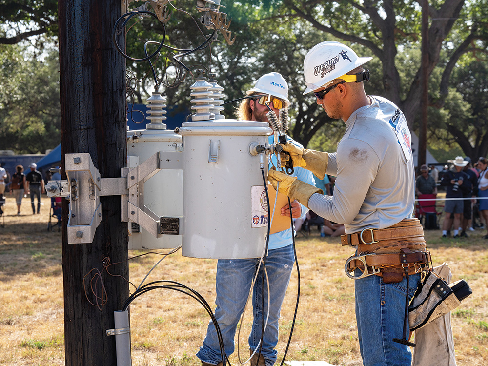 Apprentice Josh Roberts competes in the Texas Lineman's Rodeo.
