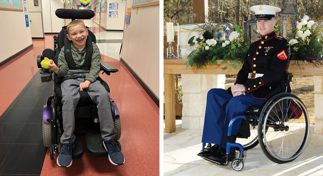 Daniil (left) uses his power chair from NAF. Ben (right) is one of 2,000 people who benefited from NAF. Photos provided by 
Neuro Assistance Foundation