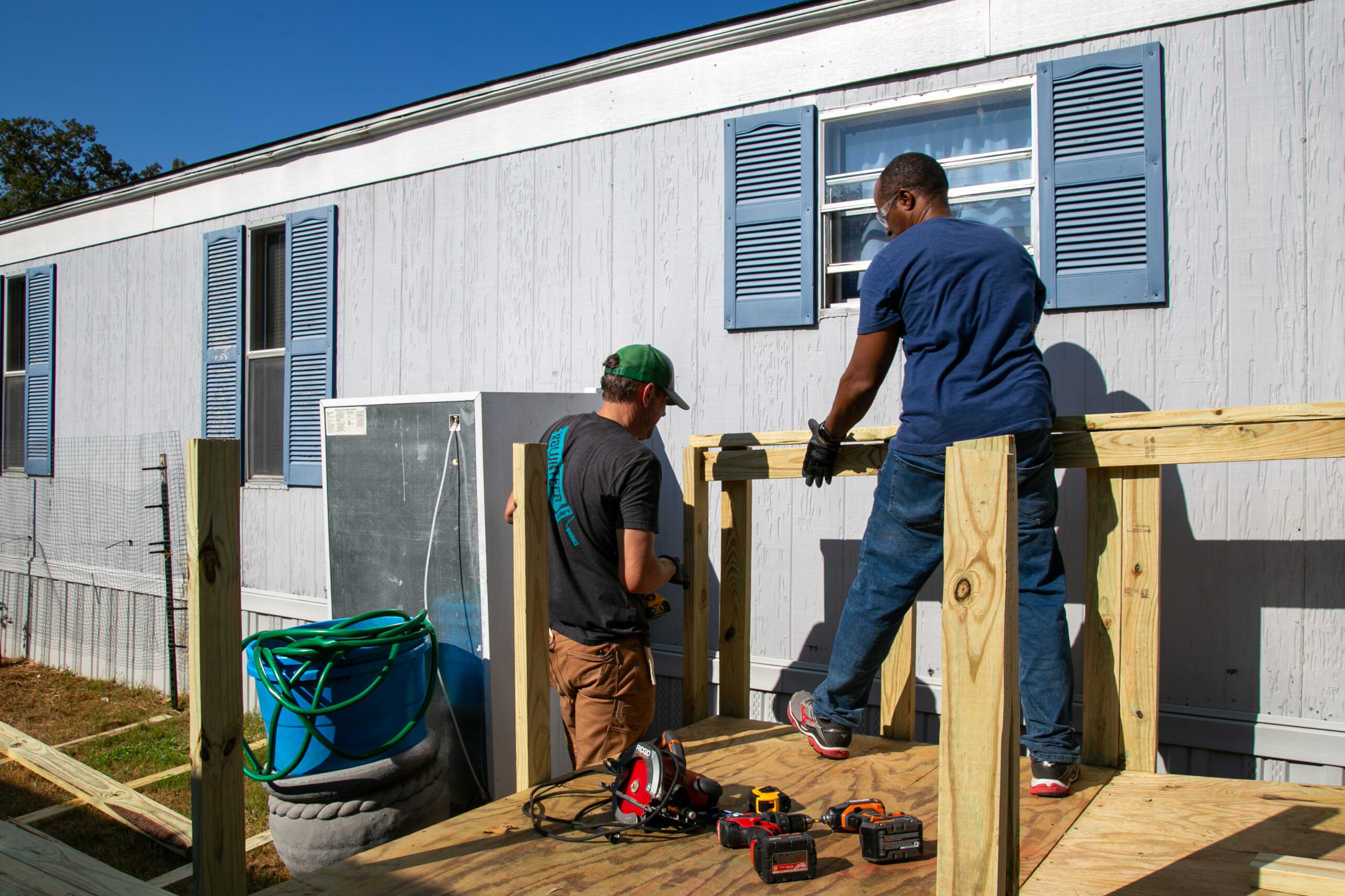 The ramps all include hand rails for safety. 