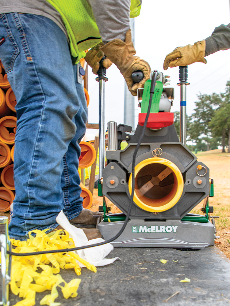 CoServ Gas Technicians heat up the PA-12 pipe for a test fuse.
