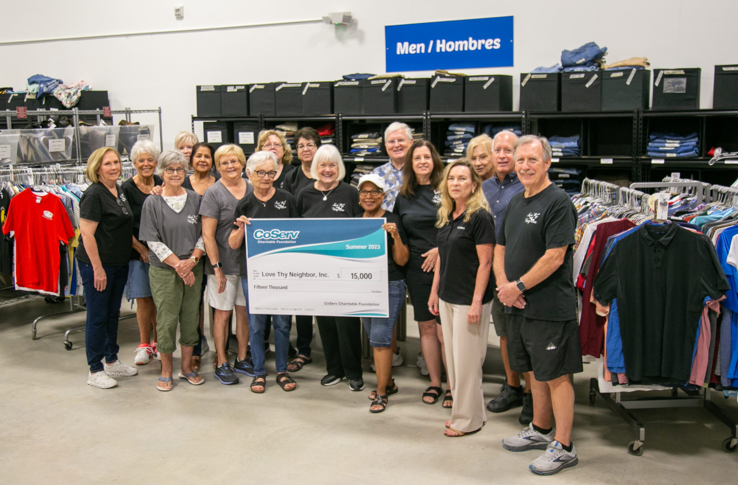 The CoServ Charitable Foundation awarded a grant to Love Thy Neighbor to buy shoes, socks, undergarmets and clothing sizes in short supply.