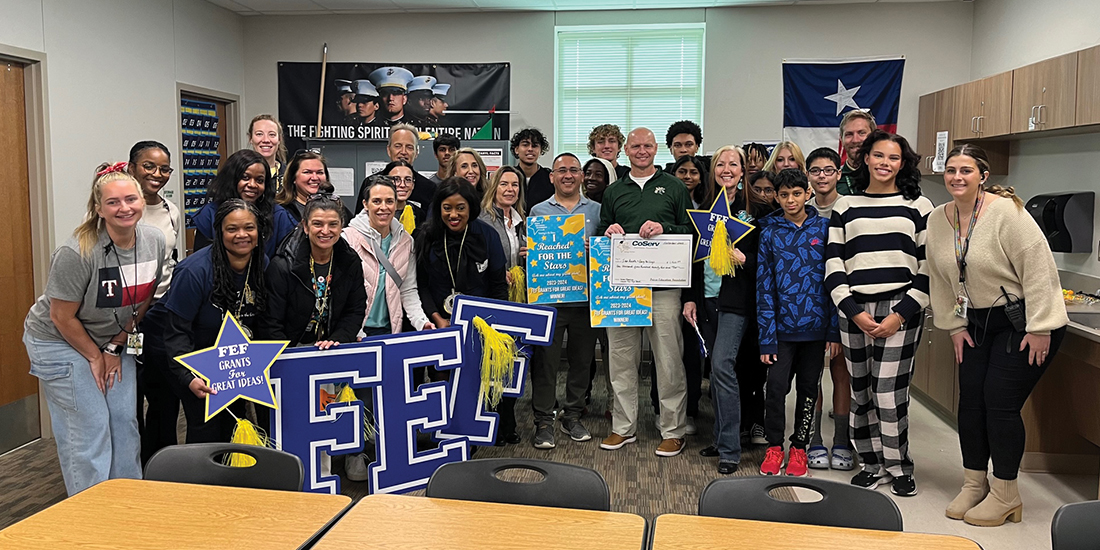 The CoServ Charitable Foundation funded education foundation grants throughout our service area in 2023, including this Frisco Education Foundation grant at Lebanon Trail High School. Photo submitted by Frisco ISD. 