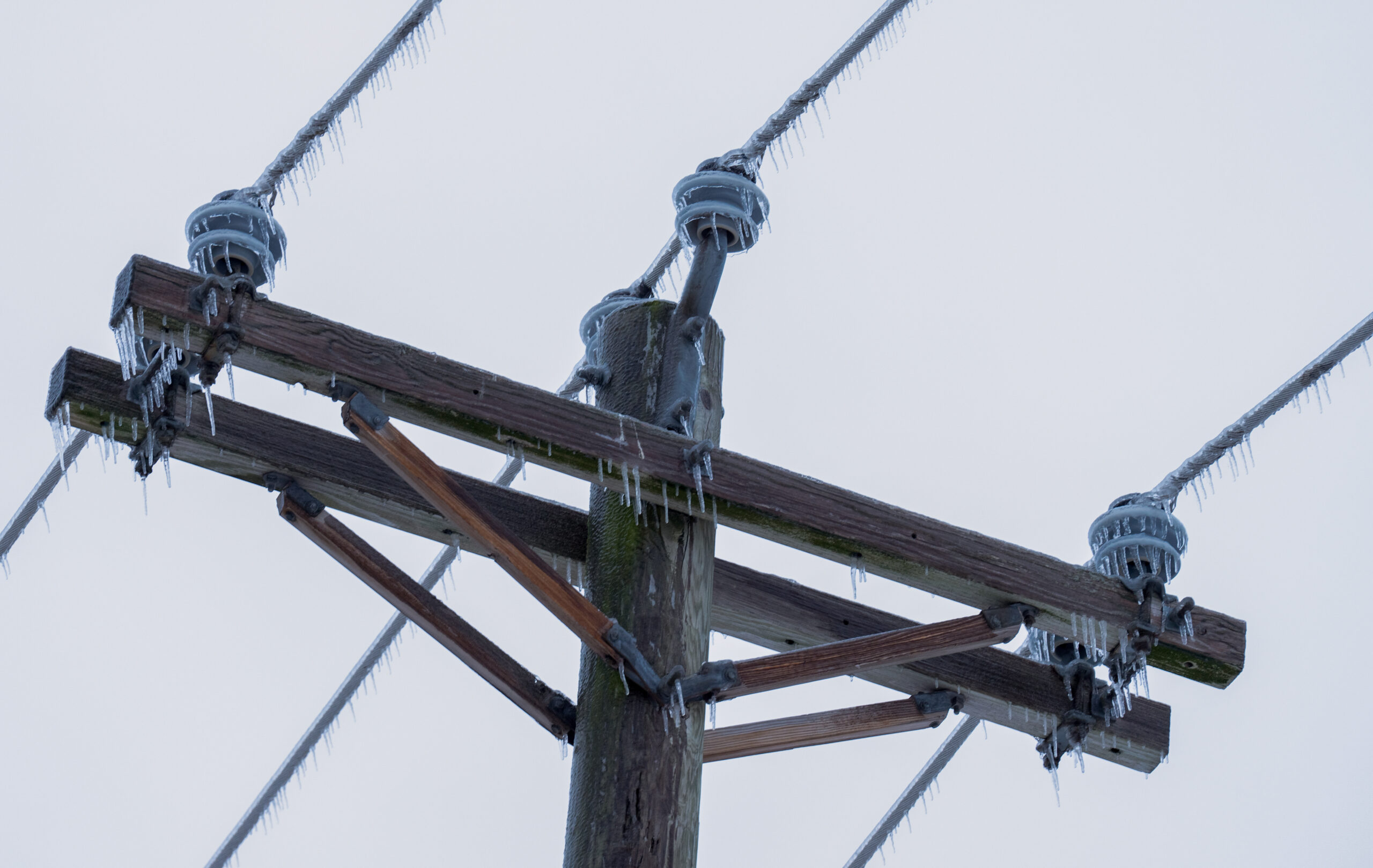 It's common for ice to form on the power lines, which is why CoServ inspects its infrastructure to ensure it's ready. 