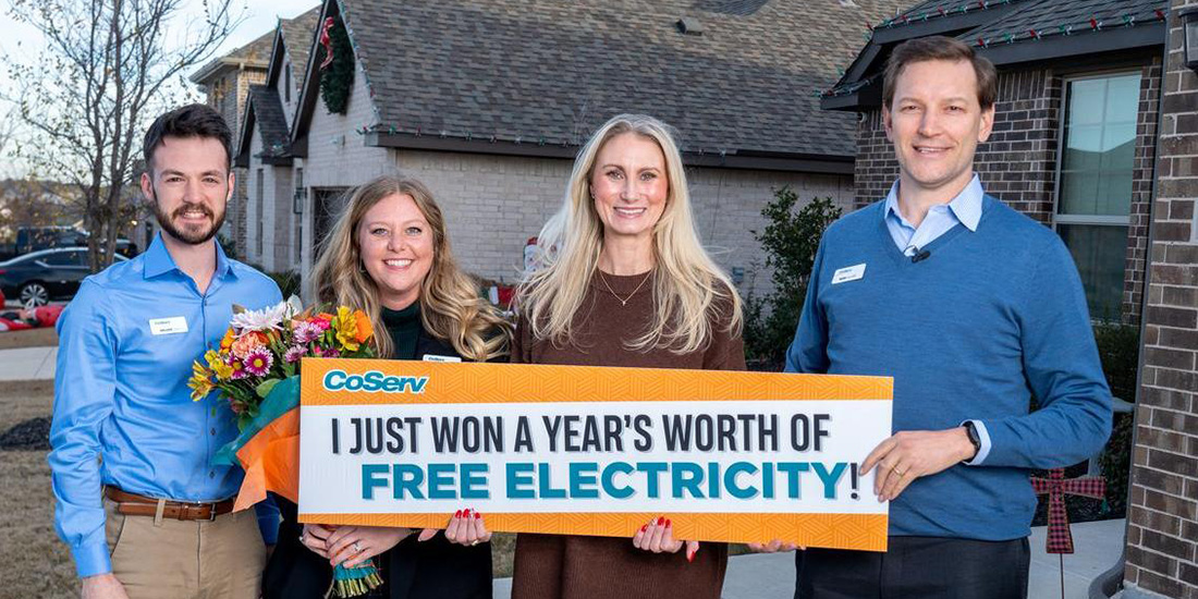CoServ Member Tandi Smith won the grand prize, a Year of Free Electricity for 2024. Photo by BRIAN ELLEDGE/CoServ