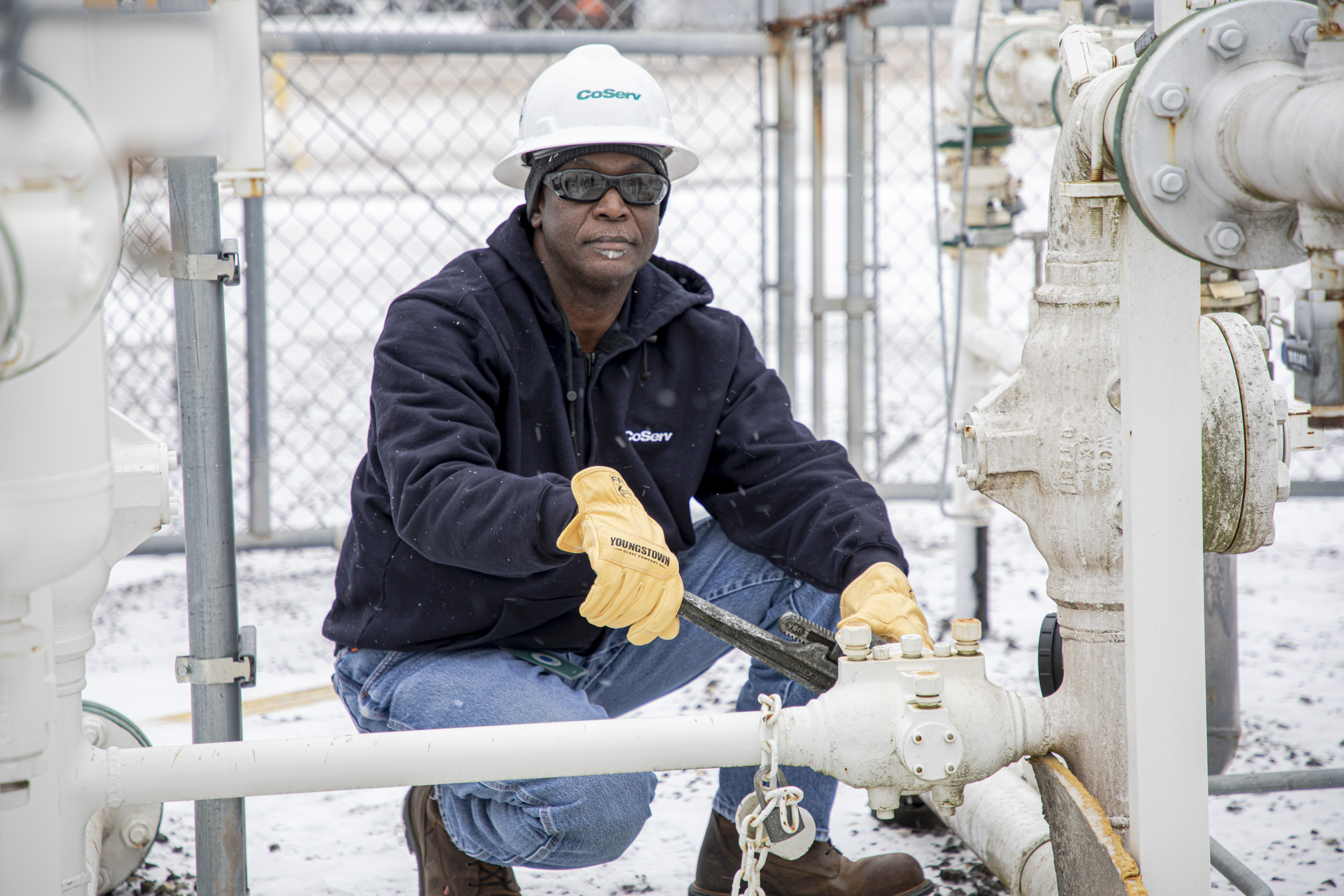 CoServ Gas Technicians respond during winter storms to ensure gas continues to flow to Customers. 