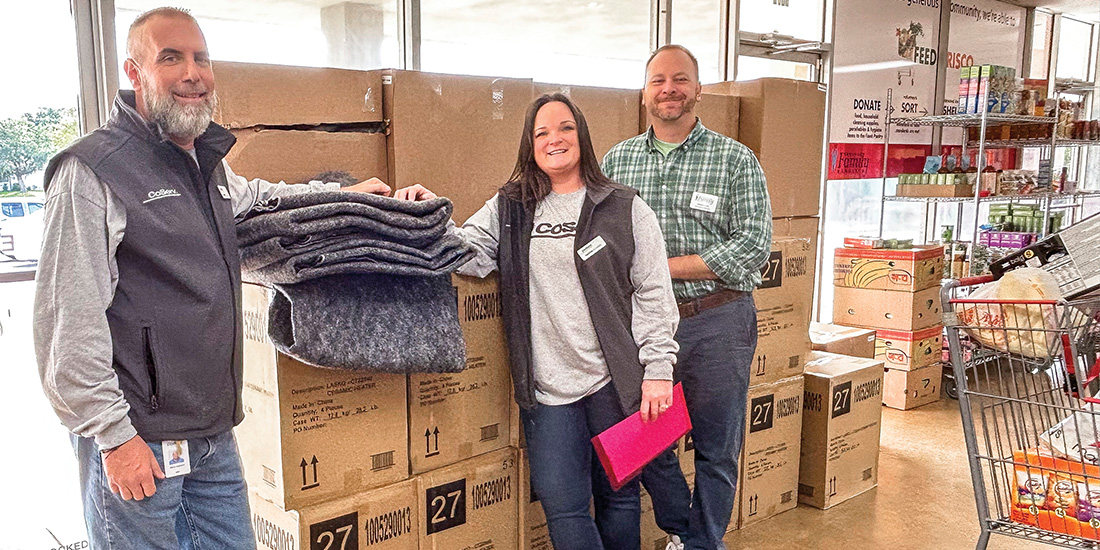 Boxes full of heaters and blankets are delivered to Frisco Family Services by CoServ's Community Engagement Department. Photo by FRISCO FAMILY SERVICES