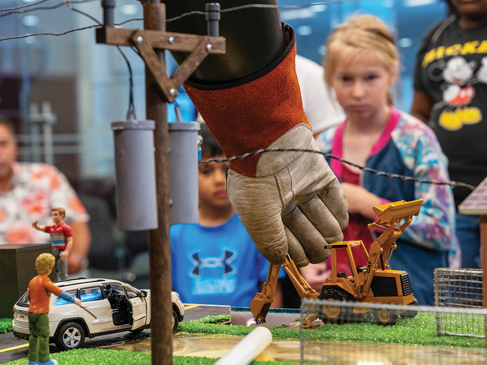 The POWERtown presentation reinforces the dangers of downed power lines. Photo by BRIAN ELLEDGE