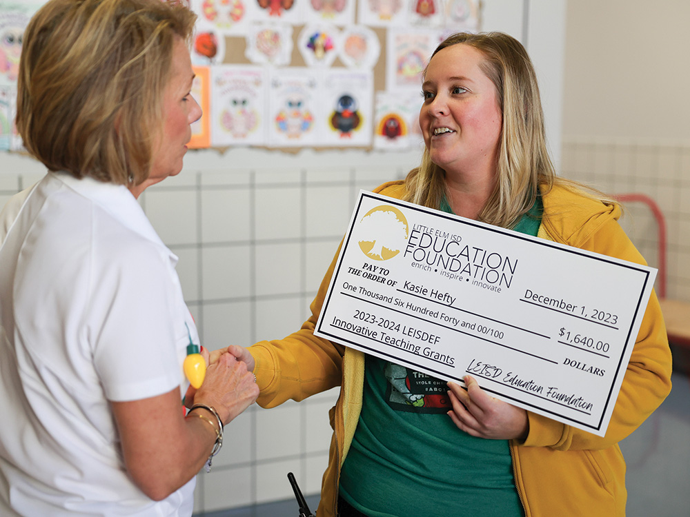 Lakeview Middle School teacher Kasie Hefty was awarded a grant from the Little Elm ISD Education Foundation that was funded by CCF. Photo by JENNIFER EBERT