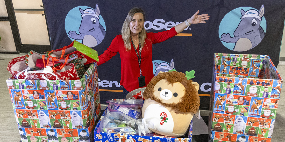 CoServ Employees filled these bins several times with toys, clothes and more. All were donated to Children's Advocacy Center for North Texas. Photos by BRIAN ELLEDGE and KEN OLTMANN