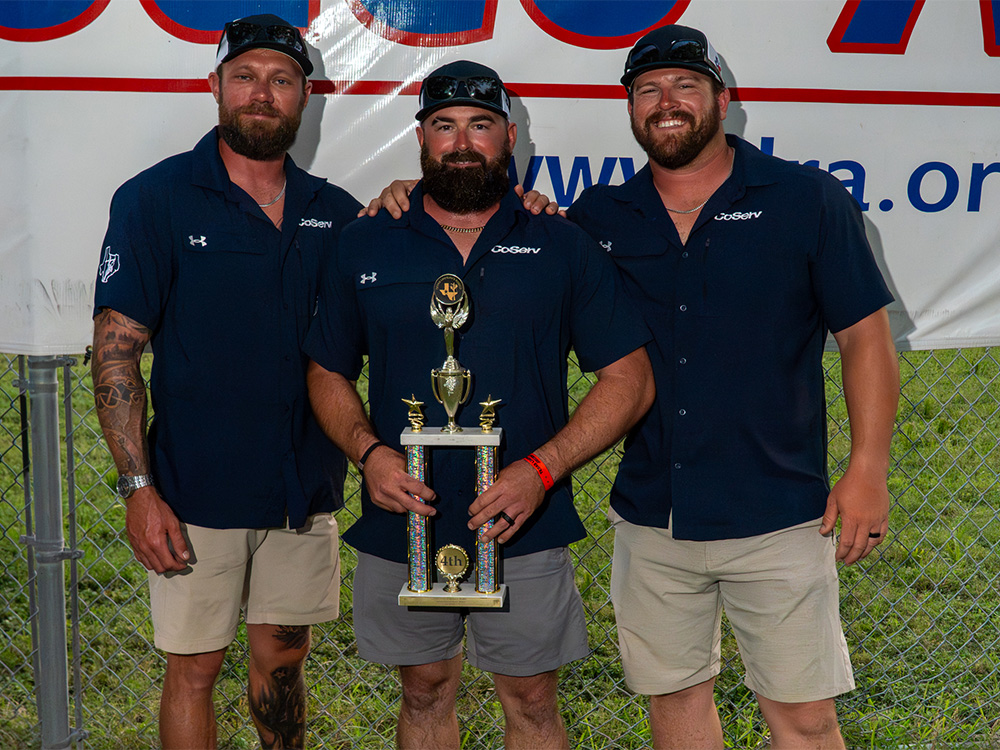 CoServ Journeyman Team won 4th place Overall Journeyman Division during the Texas Lineman Rodeo. Pictured (L to R) Jared Day, Justin Brown, Garrett McFerren.