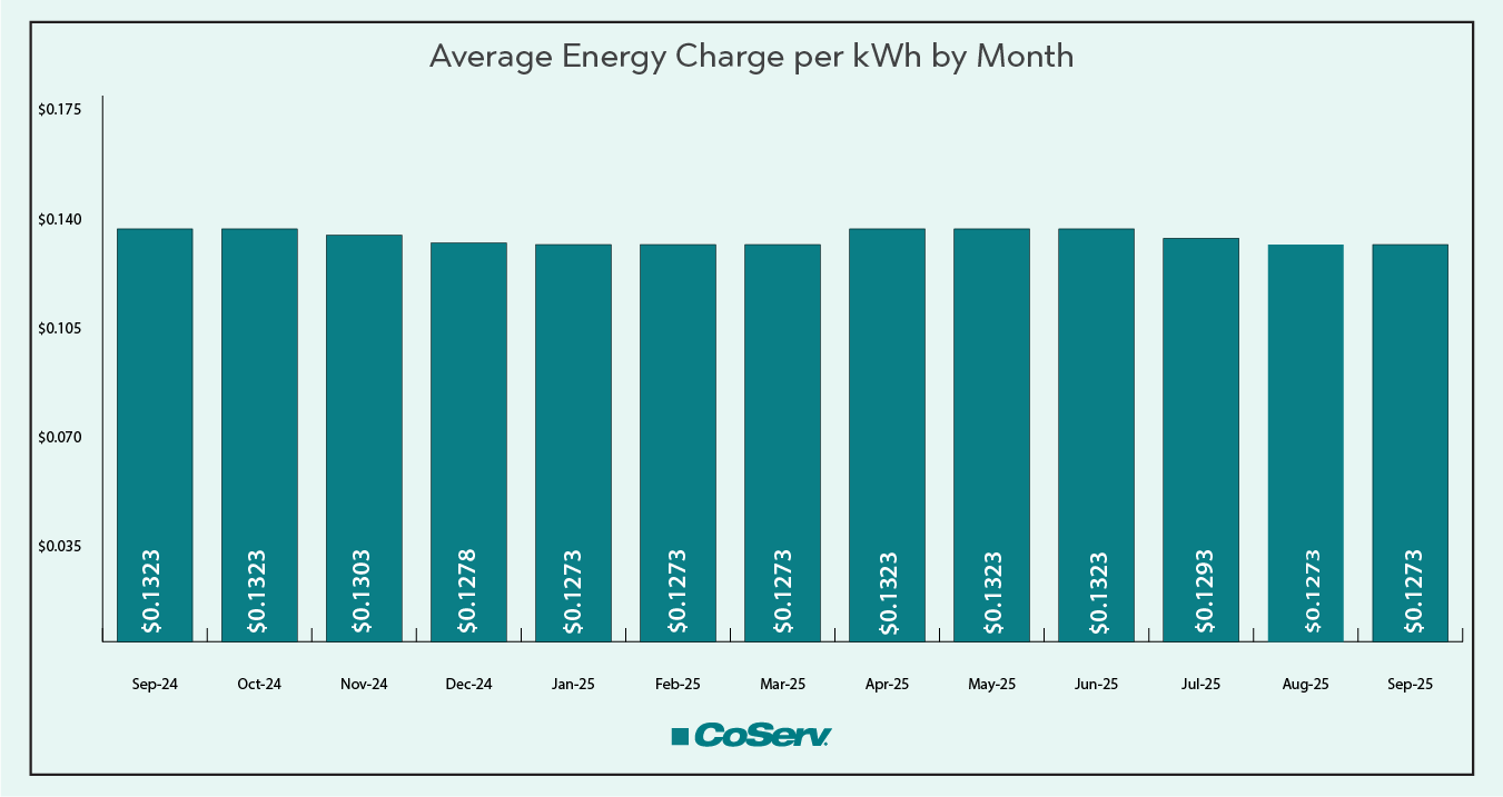 Average Energy Charge per kWh by Month