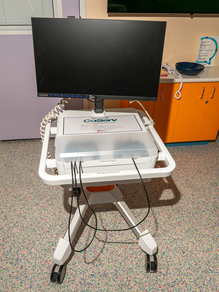 CoServ Charitable Foundation awarded a grant to Gamers Outreach money to buy a PlayStation Go Kart that has been placed at the Cook Children's Medical Center in Prosper. The Go Kart is available for children to use while in the hospital.