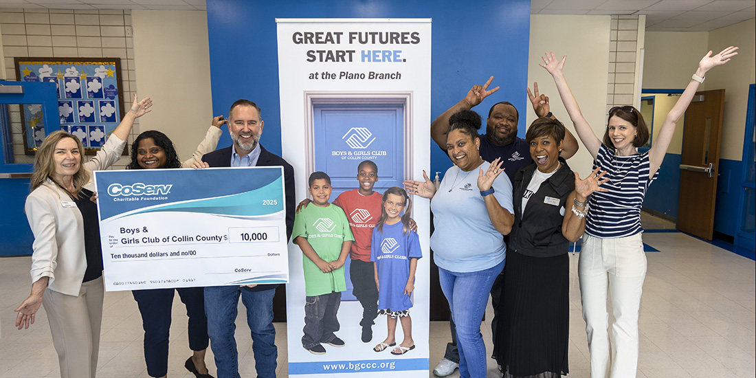 The CoServ Charitable Foundation presented a grant to the Boys & Girls Club of Collin County to purchase items for the rec center. Photos by KEN OLTMANN