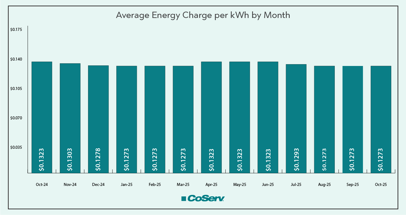 Average Energy Charge per kWh by Month