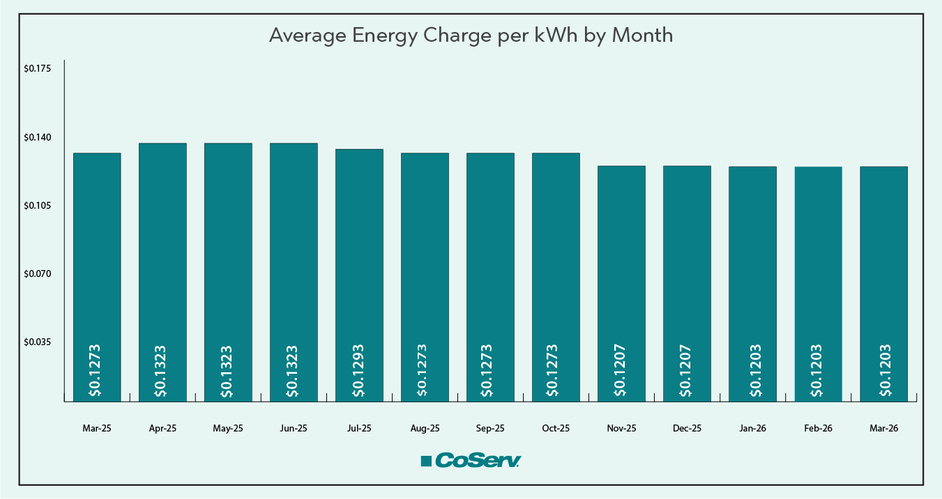 Average Energy Charge per kWh by Month
