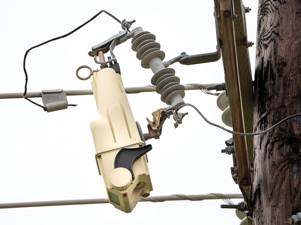 The TripSaver II Recloser shown here will analyze a fault and make one of four decisions. It makes the overall grid smarter and increases reliability, reduces outages and improves SAIDI. We will be installing these all around the system over the next few years.