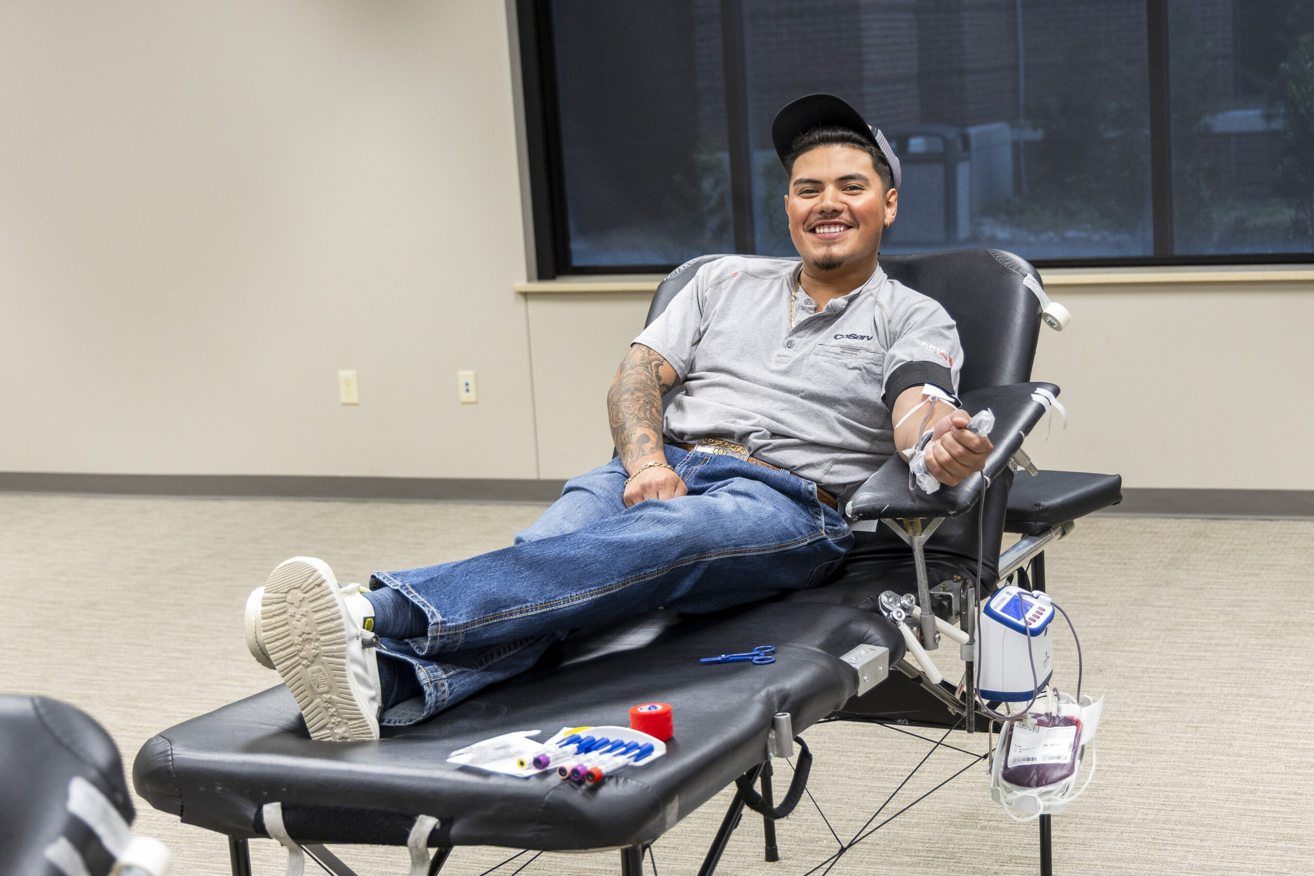 CoServ Gas Employee donates blood at the CoServ Blood Drive.