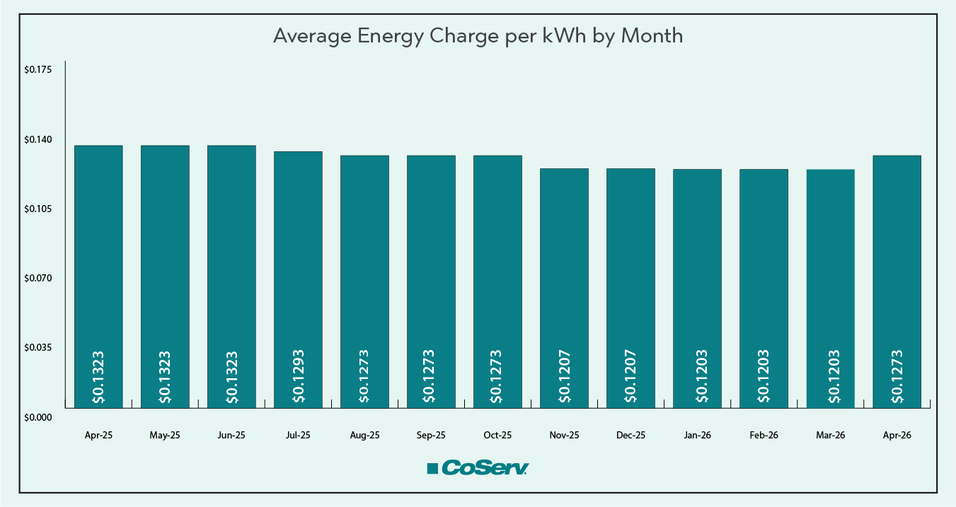Average Energy Charge per kWh by Month