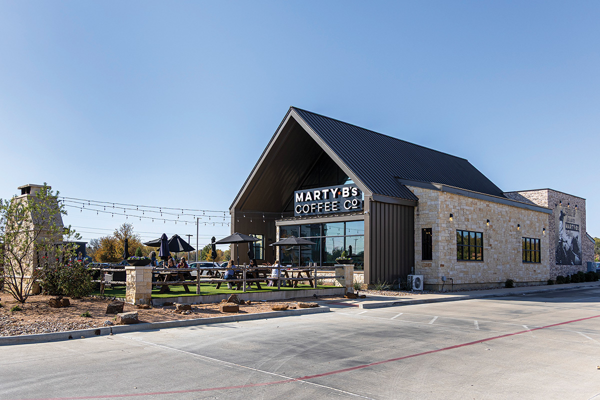 Exterior photo of Marty B's Coffee in Bartonville, TX. Photo by KEN OLTMANN | CoServ