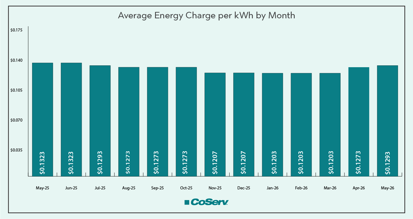 Average Energy Charge per kWh by Month
