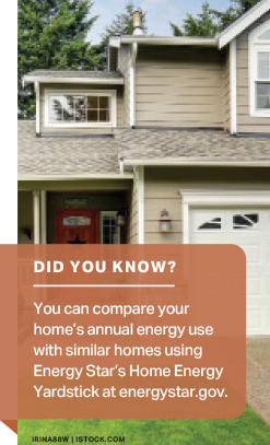 Did you know? You can compare your home's annual energy use with similar homes using EnergyStar's Home Energy Yardstick at energystar.gov.