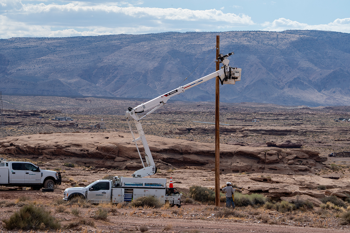 First crew of CoServ Linemen and Fleet Maintenance working in the Navajo Nation, participating in Light Up Navajo. Working around Tuba City and Cameron, Arizona.