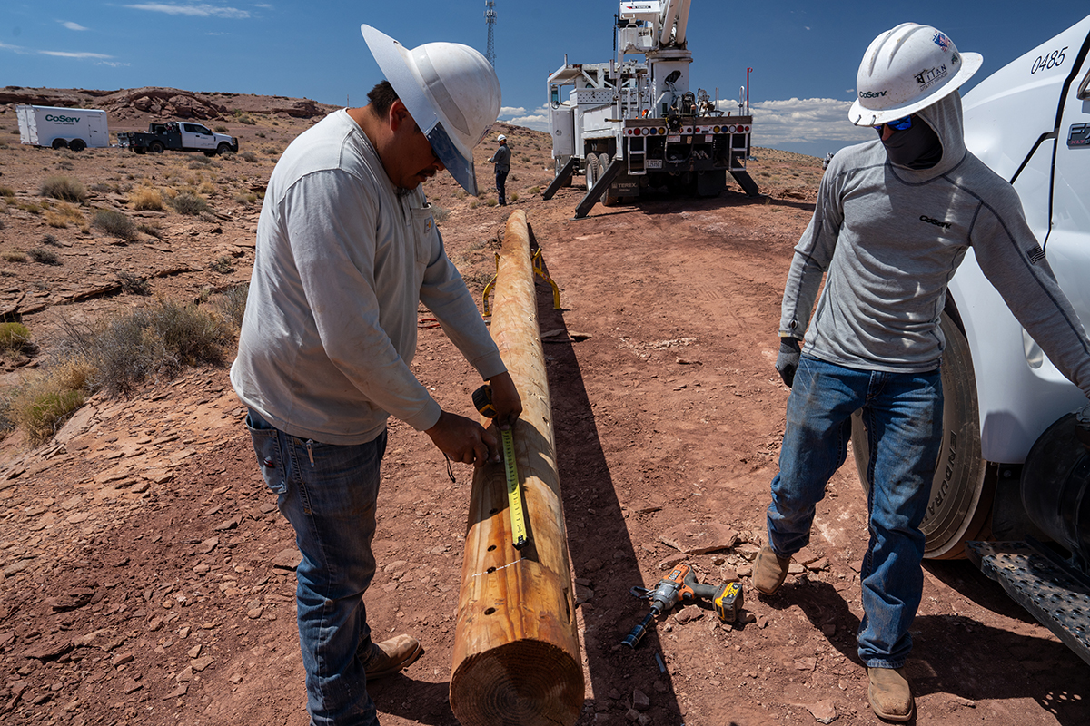 First crew of CoServ Linemen and Fleet Maintenance working in the Navajo Nation, participating in Light Up Navajo. Working around Tuba City and Cameron, Arizona.