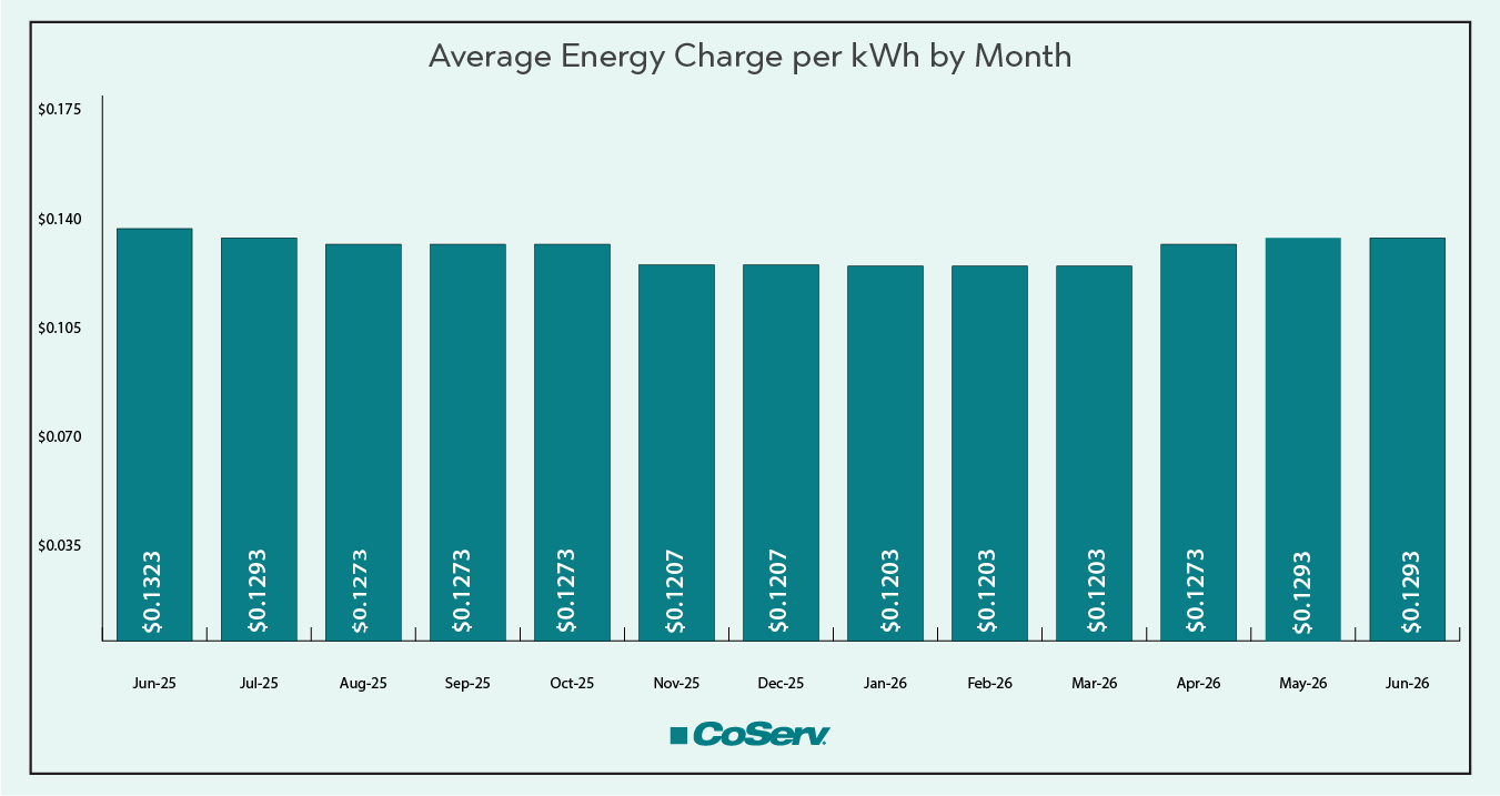 Average Energy Charge per kWh by Month