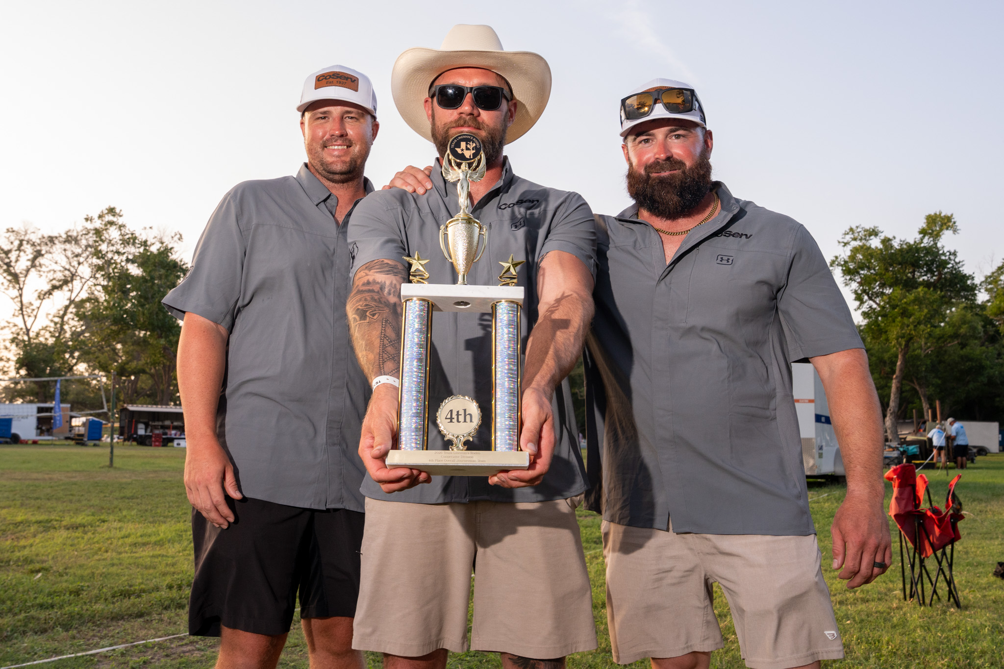 2026 Lineman Rodeo - CoServ Journeyman Team Cody McBee, Jared Day and Justin Brown won Cooperative Division 4th Place Overall Journeyman Team.