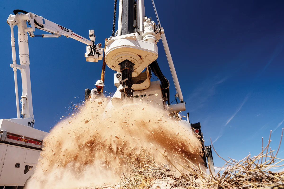 Heavy machinery helps make the job of digging through tough terrain easier.